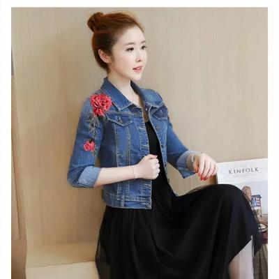 Áo Khoác Jean Vai Thêu Hoa Hồng - NK306
